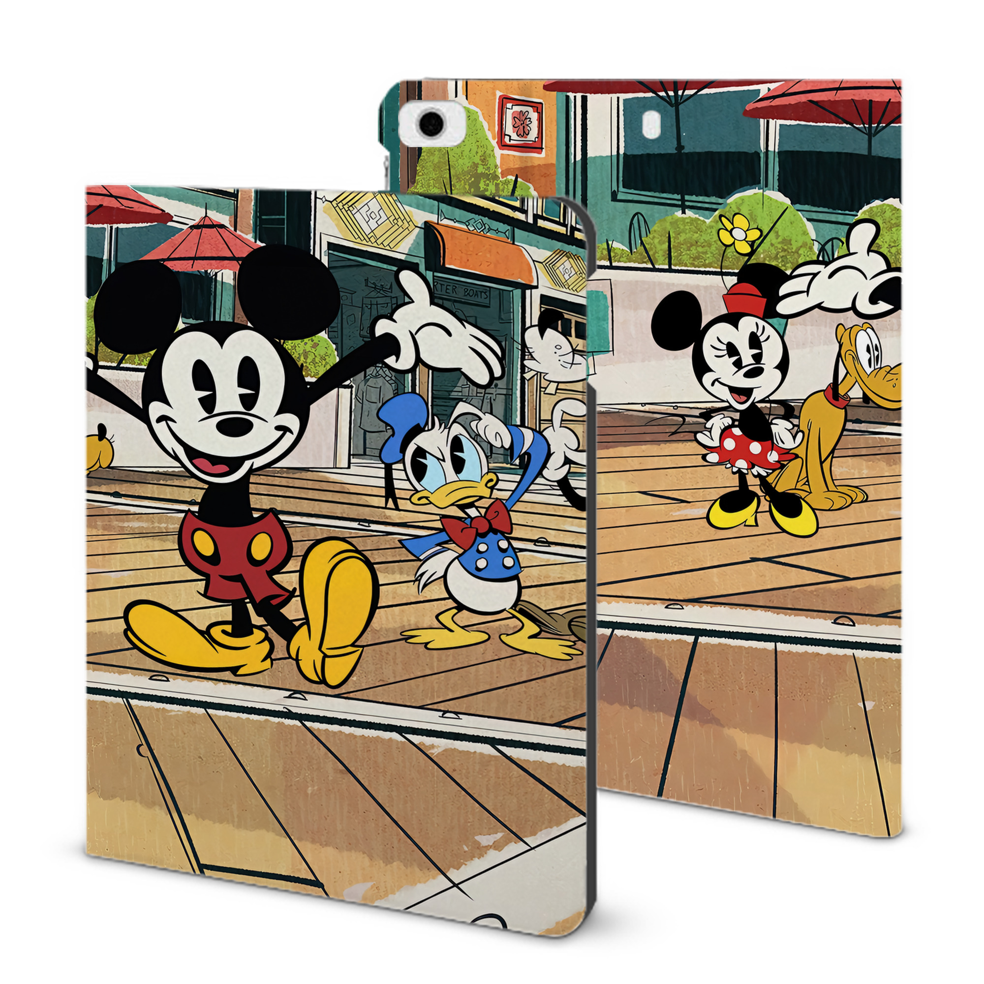 （画像用） ミッキーマウス Mickey Mouse IPad ケース ブック型 PUレザー TPU 耐衝撃 軽量 薄型 ペン収納なし 全面保護 IPad 各モデル対応